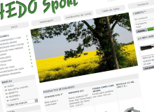 Captura de pantalla de la página de inicio en la tienda online de Hedo Sport